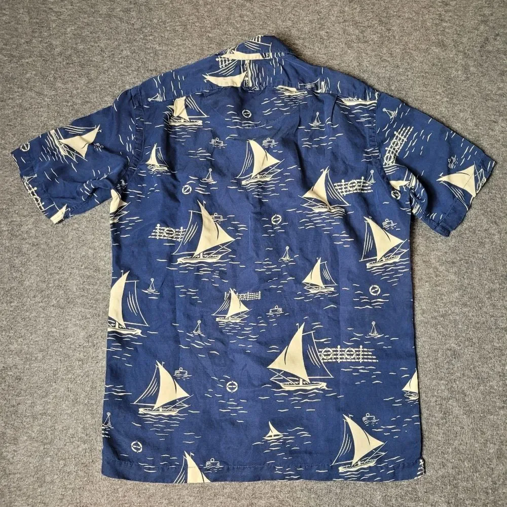Vtg 90's Polo Ralph Lauren Mens Shirt Sleeve Shirt Size S Boat Sail Blue Yacht - Picture 2 of 10